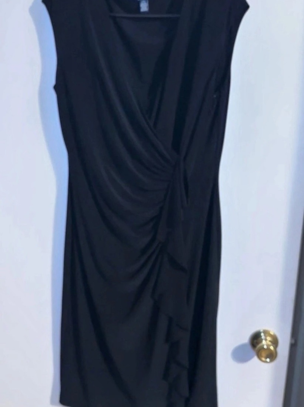 CHAPS Black Ruched Draped Sleeveless Dress Size L NWT $95